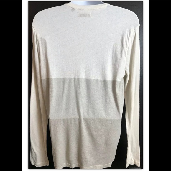 ROBERT GELLER Shirt Henley Linen Cream Gray Beige - Picture 6 of 9